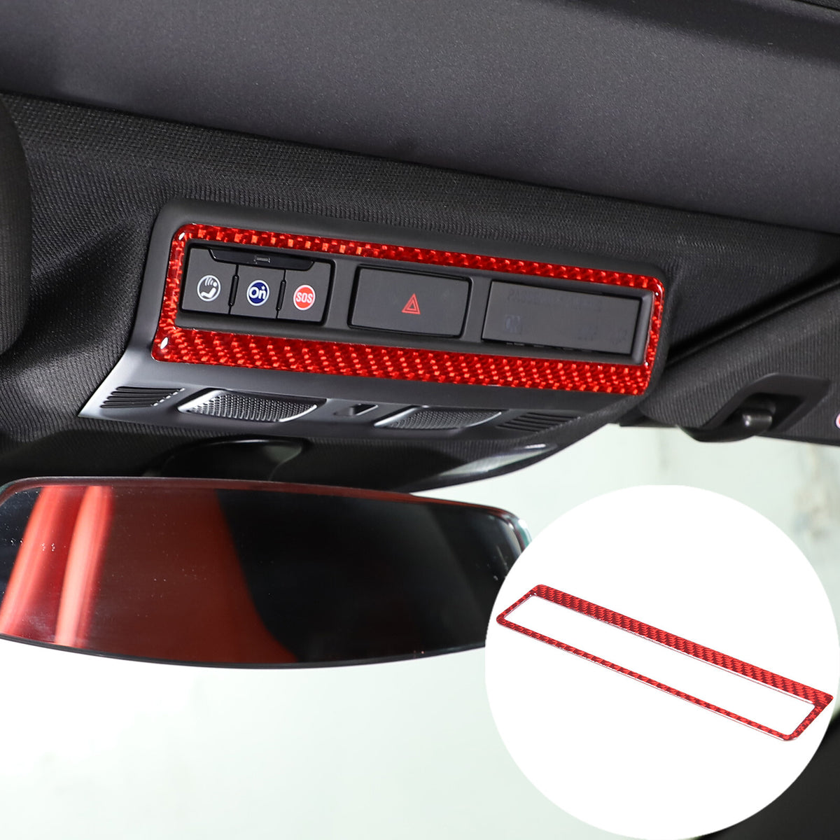 Red Soft Carbon Fiber Interior Decor Trim Kit Cover Set For Corvette C8 20-25 47