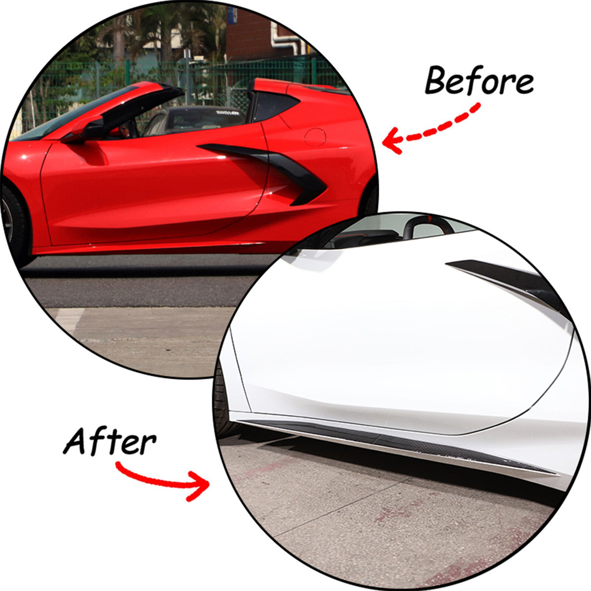 4PCS Soft Carbon Fiber Side Skirt Body Protector Trim For Corvette C8 2020-26 US 9