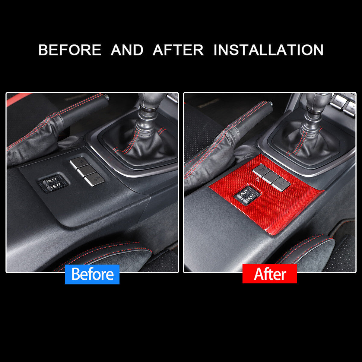 Red Real Carbon Fiber Interior Center Console Trim Set Kit For Subaru BRZ 22+ 197