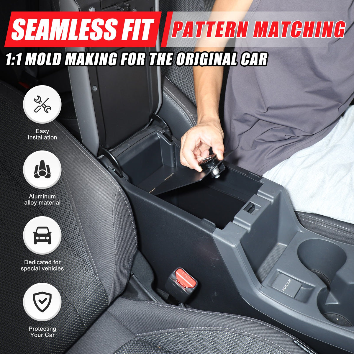 Alloy Center Console Safe Storage Lock Box Tray For Subaru Crosstrek GU 24+ US 9