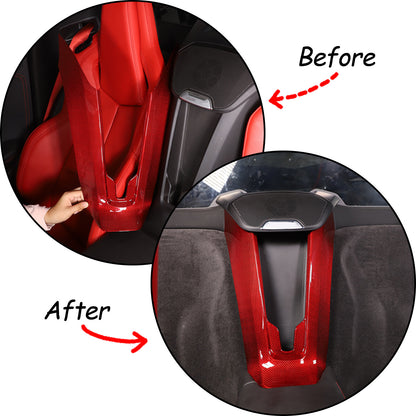 Red Real Carbon Fiber Waterfall Console Wireless Charger Trim For Corvette C8 US 17