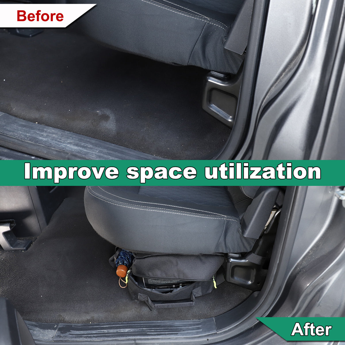 Black Underseat Organizer Tool Pockets Storage Bag for Nissan Titan 2016-2023 7