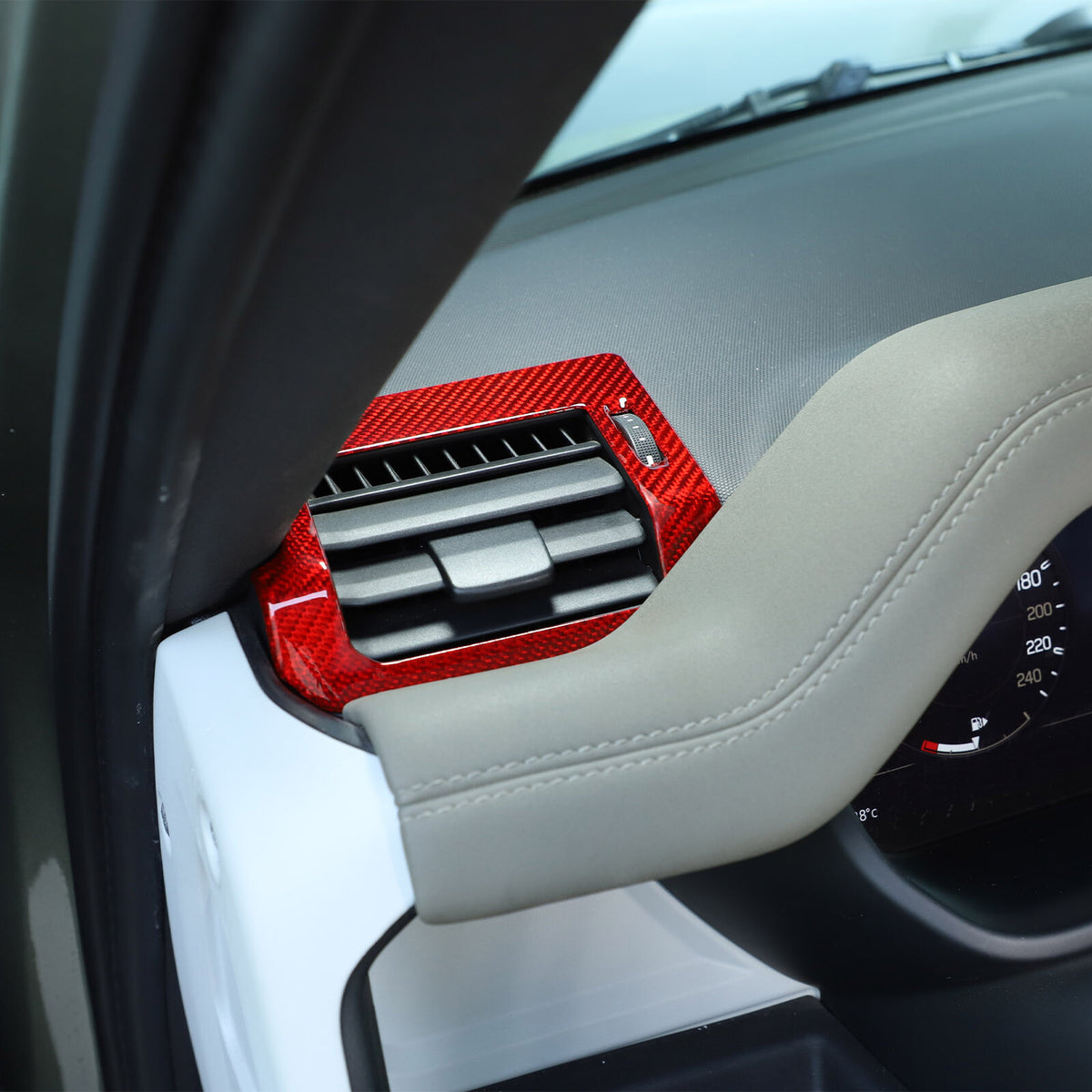 Red Real Carbon Fiber Air Vent Outlet Cover Trim For LR Defender L663 2020-24 5