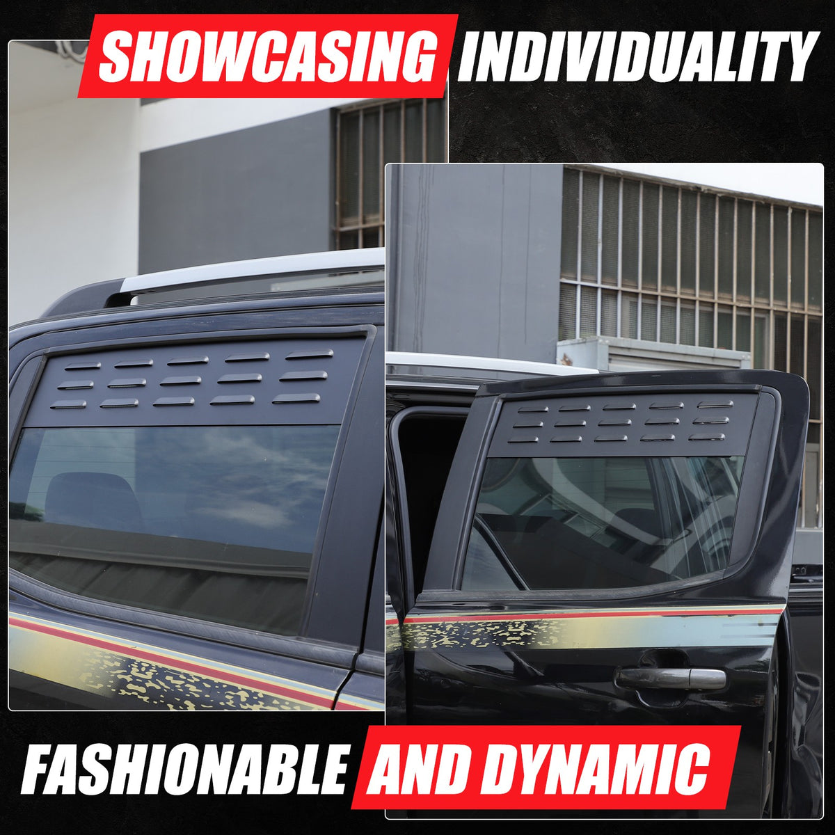 Aluminum Rear Door Window Louver Air Vent Panel Trim For Ford Ranger T7 15-22 US 16