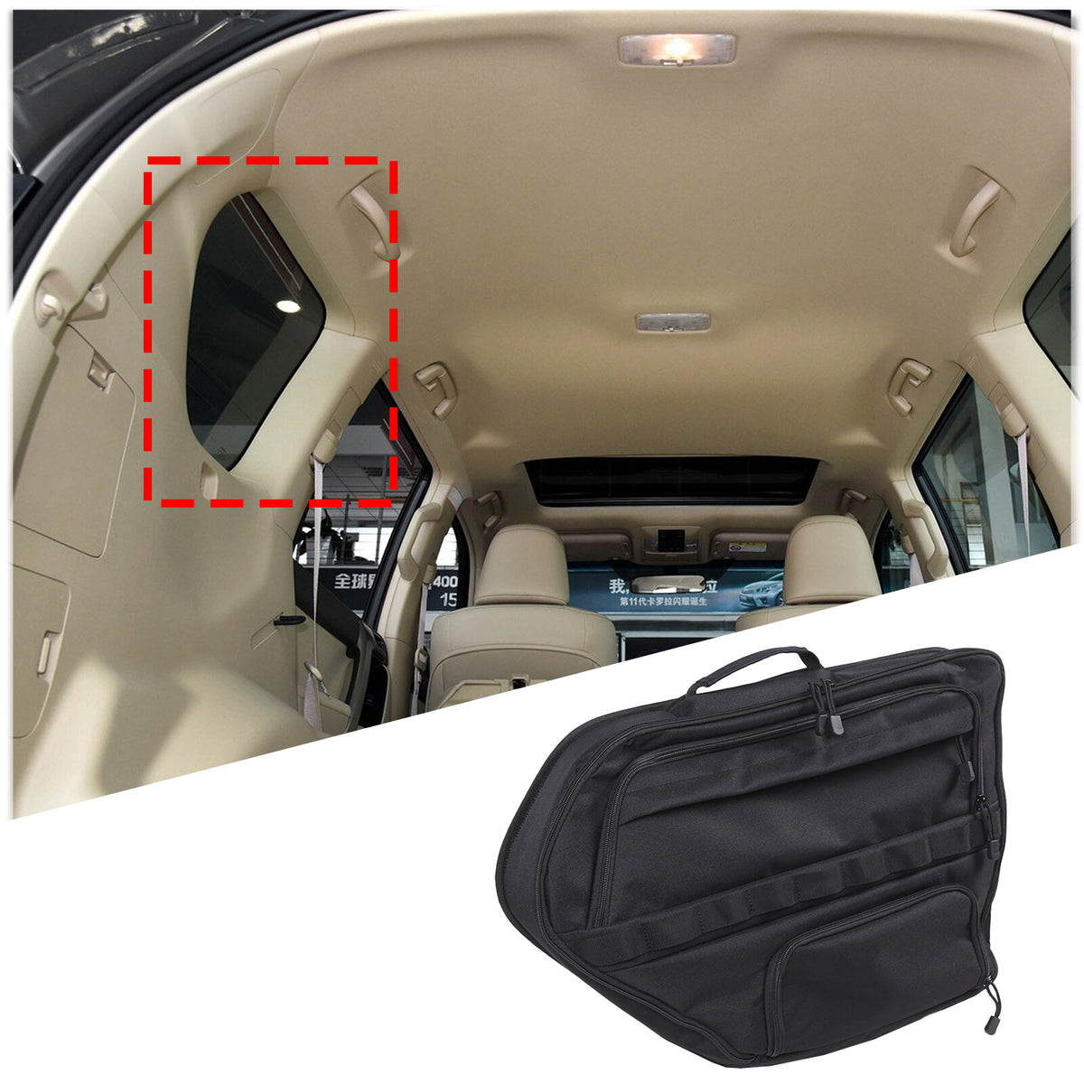 Car Trunk Left Side Window Storage Tool Bag For Toyota Land Cruiser Prado 10-23 14