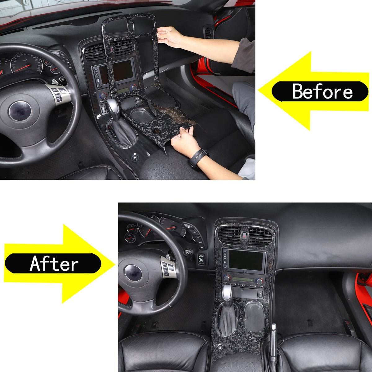 Forged Carbon Fiber Interior Full Center Console Trim Set For Corvette C6 05-13 11