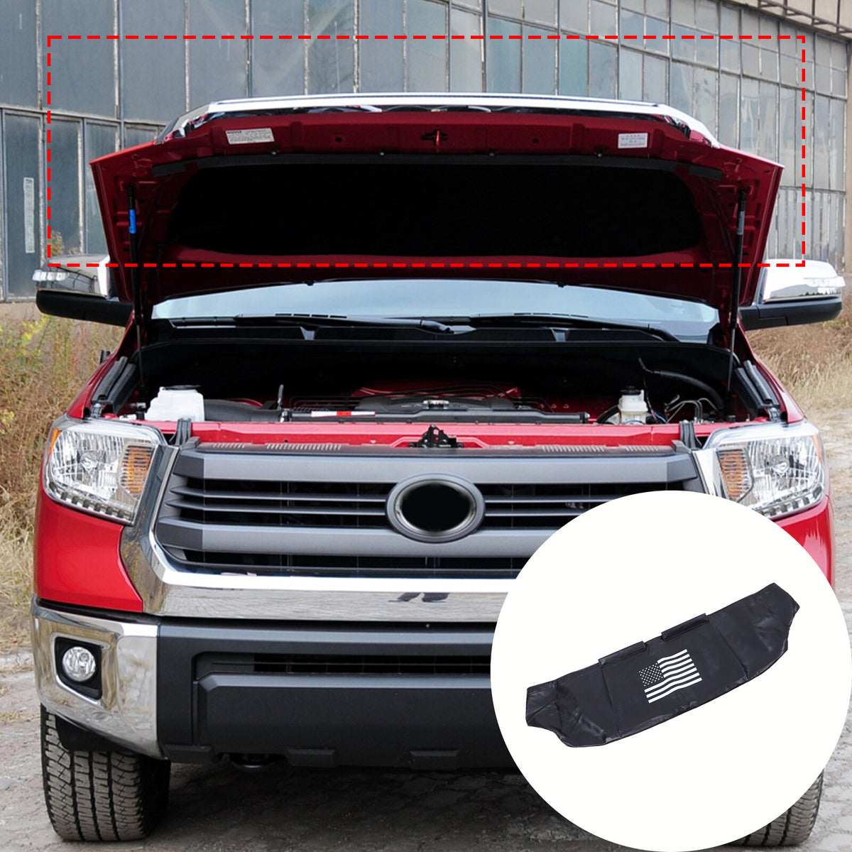 PU Leather Car Bonnet Hood Bra Wind & Bug Deflectors For Toyota Tundra 2007-21 11