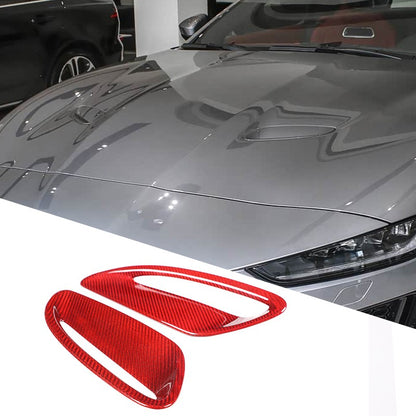 Red Real Carbon Fiber Hood Air Inlet Frame Trim For Jaguar F-TYPE X152 2021+ 18