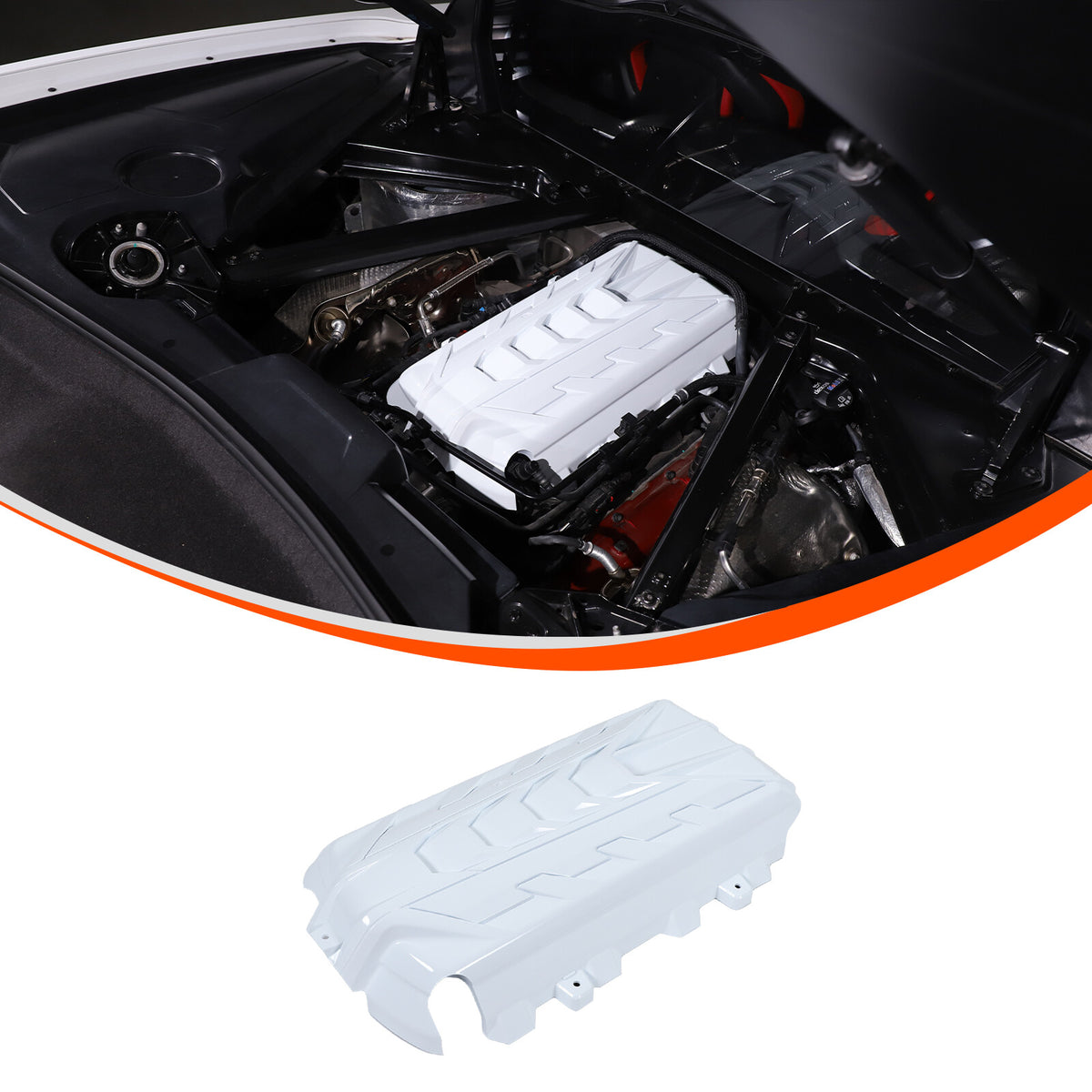 ABS White Engine hood panel Trim Cover For Corvette C8 2020-26 4