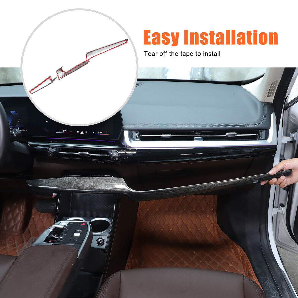 Black Grain Center Console Dashboard Cover Trim for BMW X1 U11 2023-2025 US 24