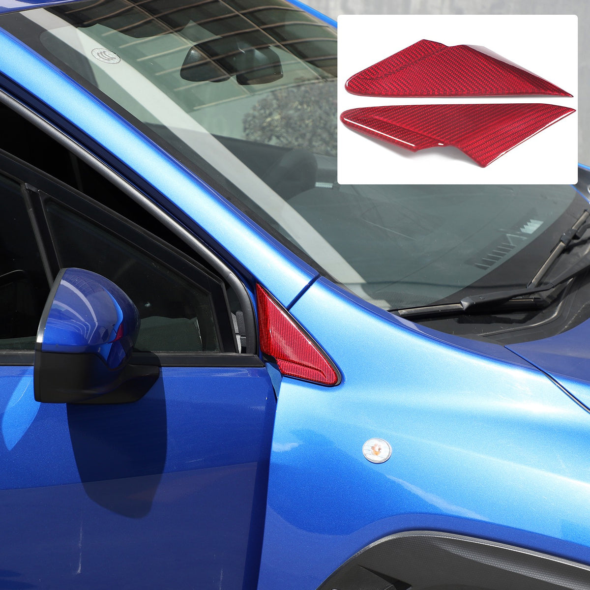 Red Real Carbon Fiber Front A-Pillar Triangle Trim For Subaru WRX Levorg 2022+ 1