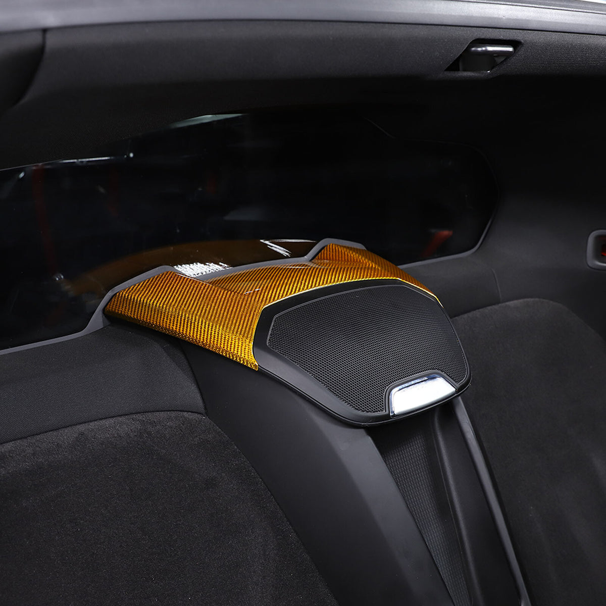 Yellow Carbon Fiber Rear Speaker Top Upper Cover Trim For Corvette C8 Coupe 2026 2