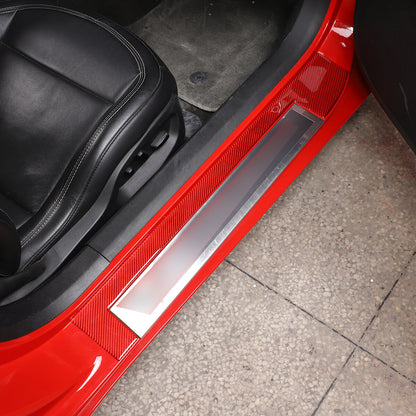 Red Carbon Fiber Door Sill Scratch Resistant Trim Sticker For Corvette C7 14-19 11