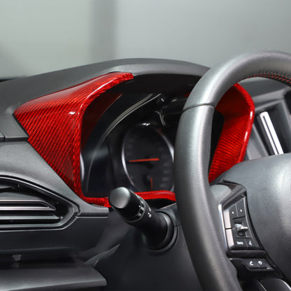 Red Real Carbon Fiber Center Console Dashboard Trim For Subaru WRX 2022+ 1