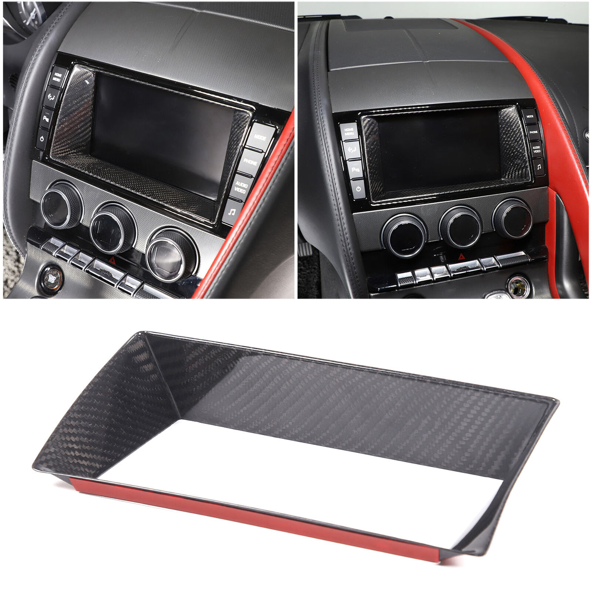 Real Carbon Fiber Touch Display Navigation Screen Cover For Jaguar F-TYPE 13-18 19