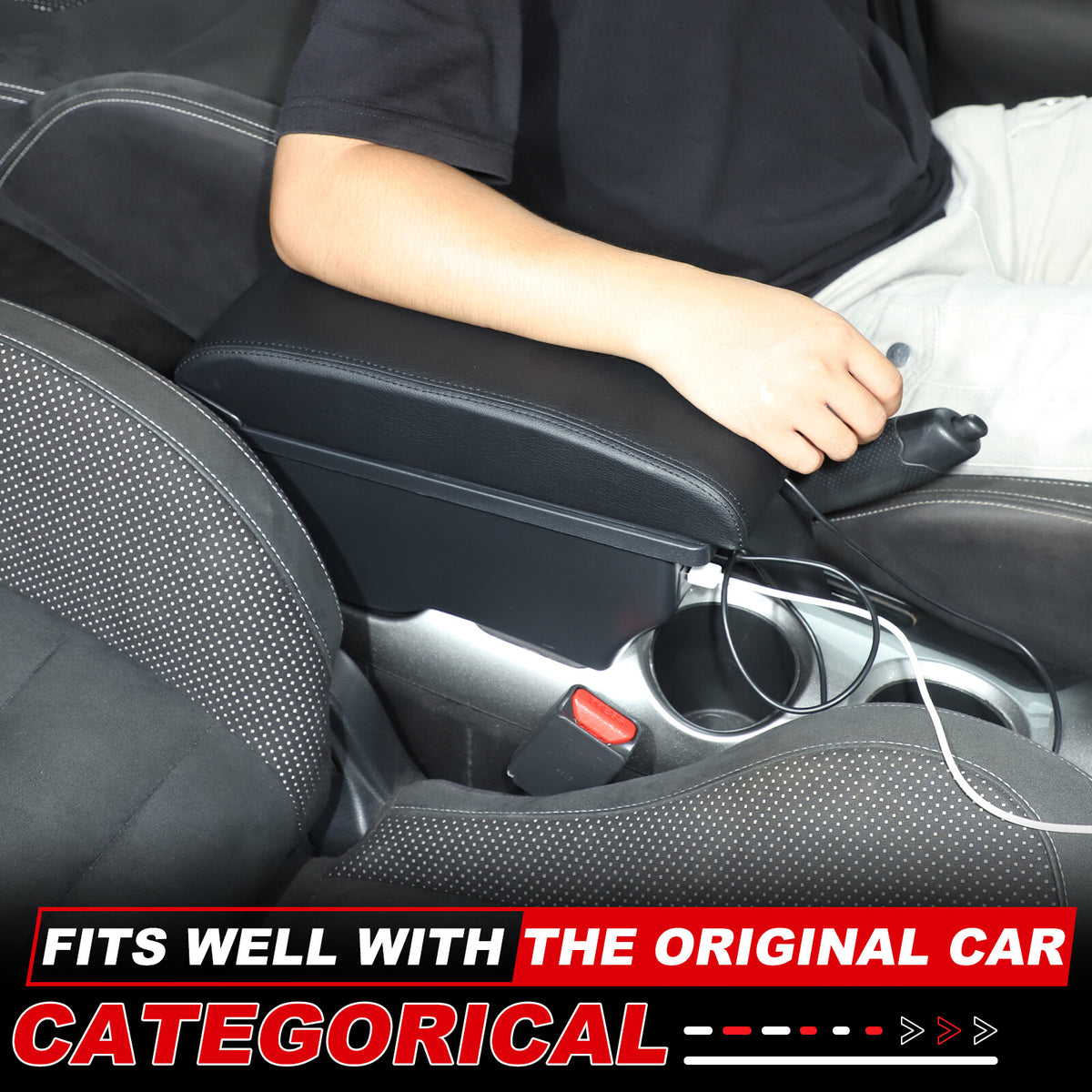 Center Console Armrest Storage Box Black Central Container For Nissan Juke 10-19 9