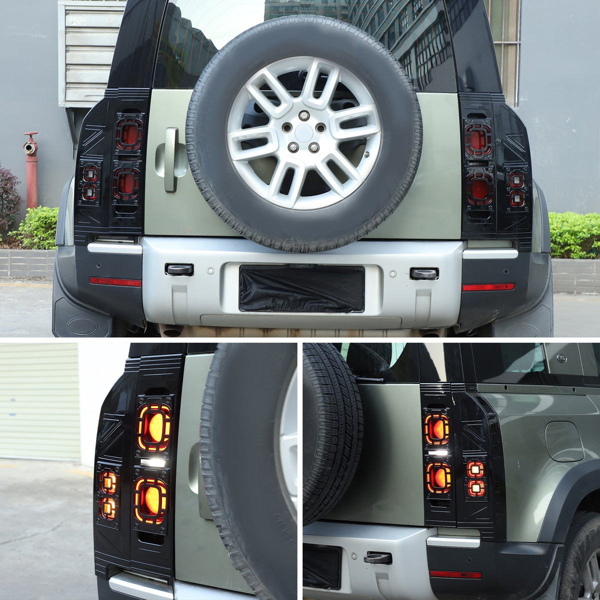 Mesh Piano Black ABS Taillight Protection Trim For LR Defender L663 2020-2025 US 6