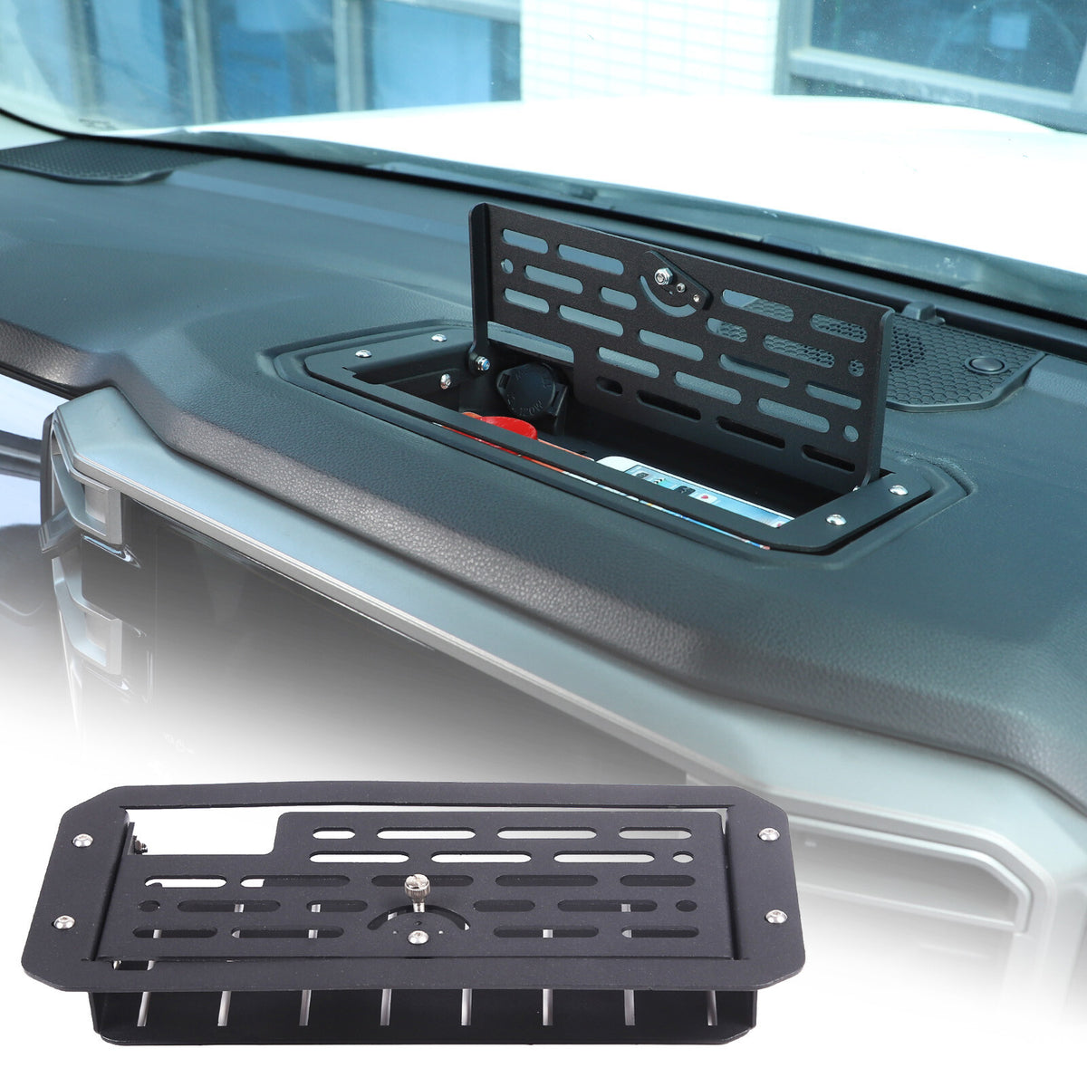 Black Alloy Dashboard Storage Box Interior Trim Cover For Toyota Tundra 22-26 9