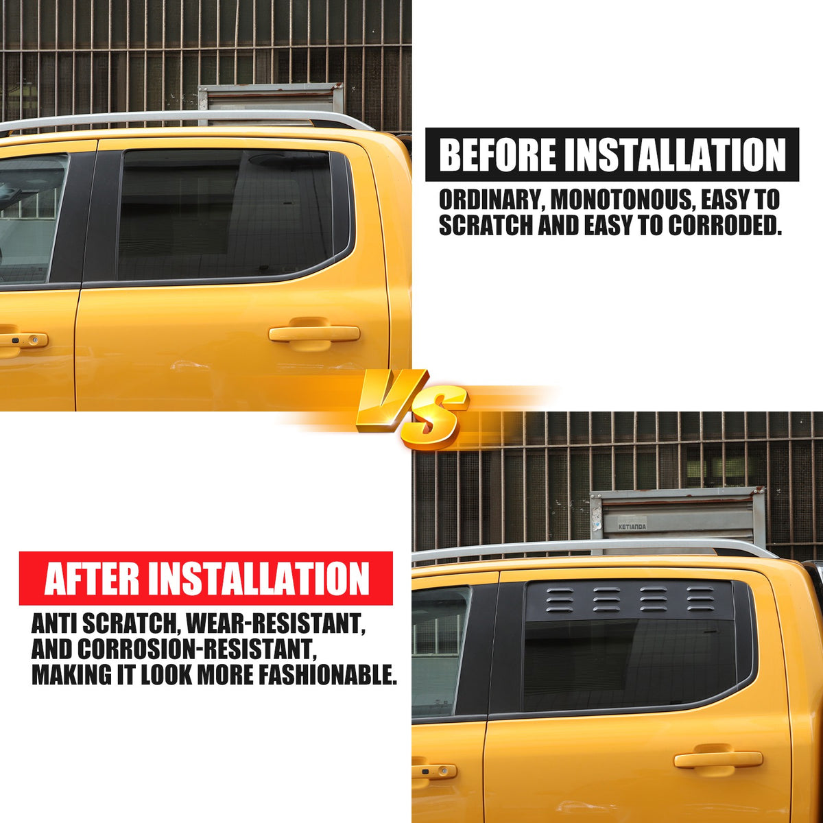 Aluminum Rear Door Window Louver Air Vent Panel Trim For Ford Ranger T9 2023+ 2