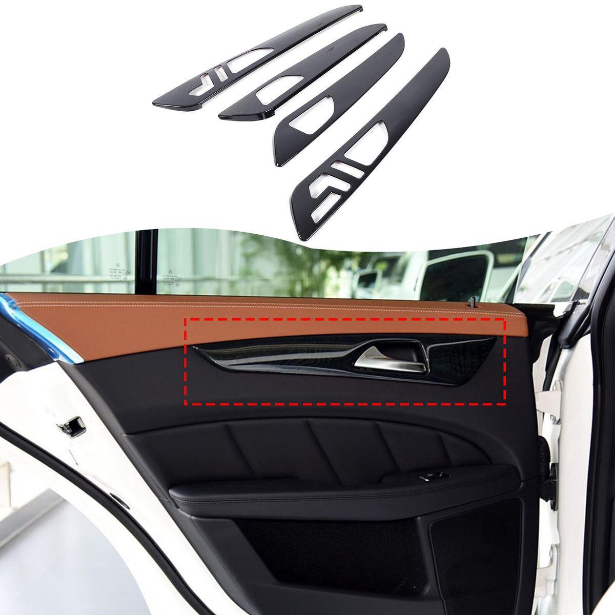 Glossy Black Car Interior Door Panel Cover Trim For Benz GLE GLS ML GL 13-19 US 6