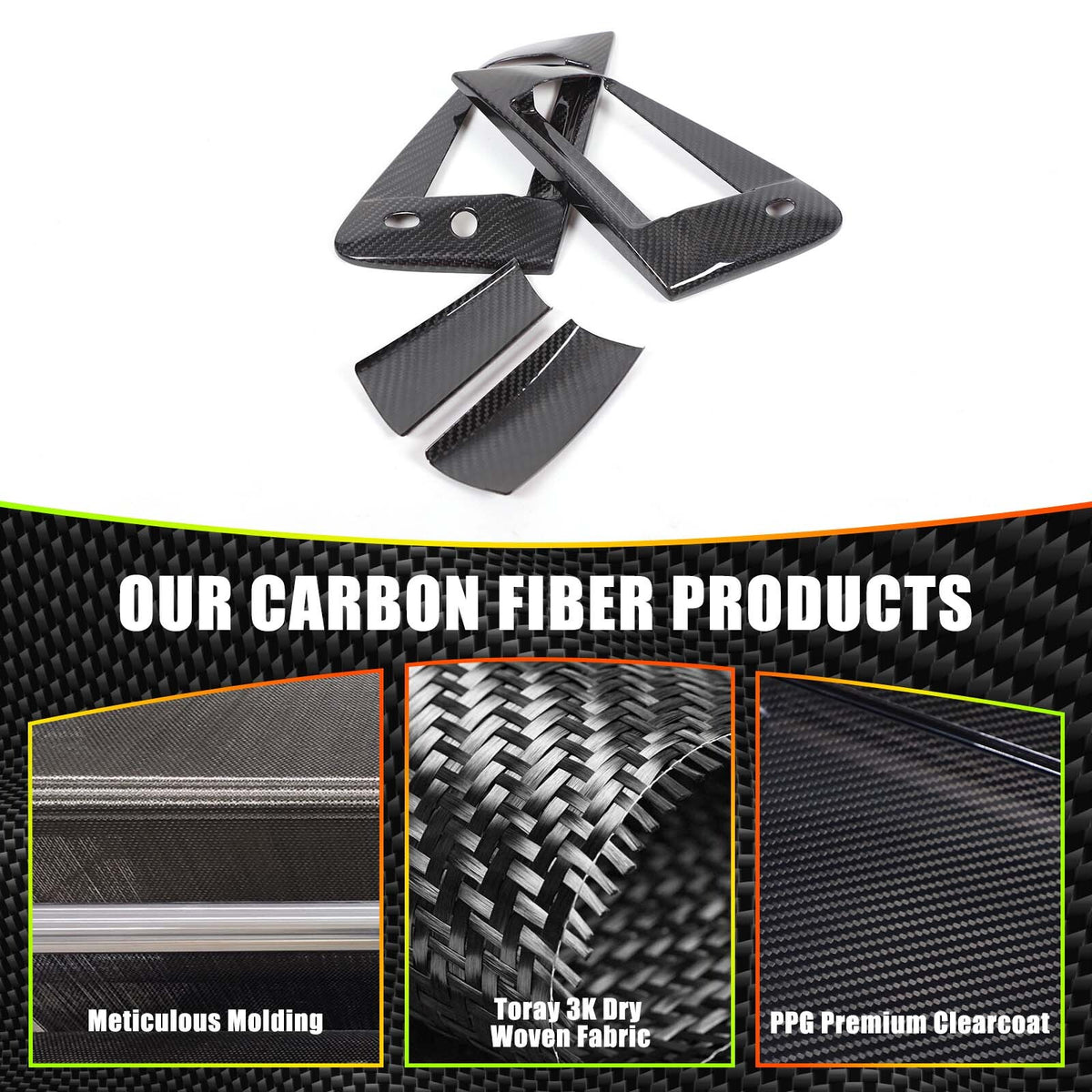 Real Carbon Fiber Exterior Door Handle Cover Bezel For Nissan 370Z Z34 2009-20 12
