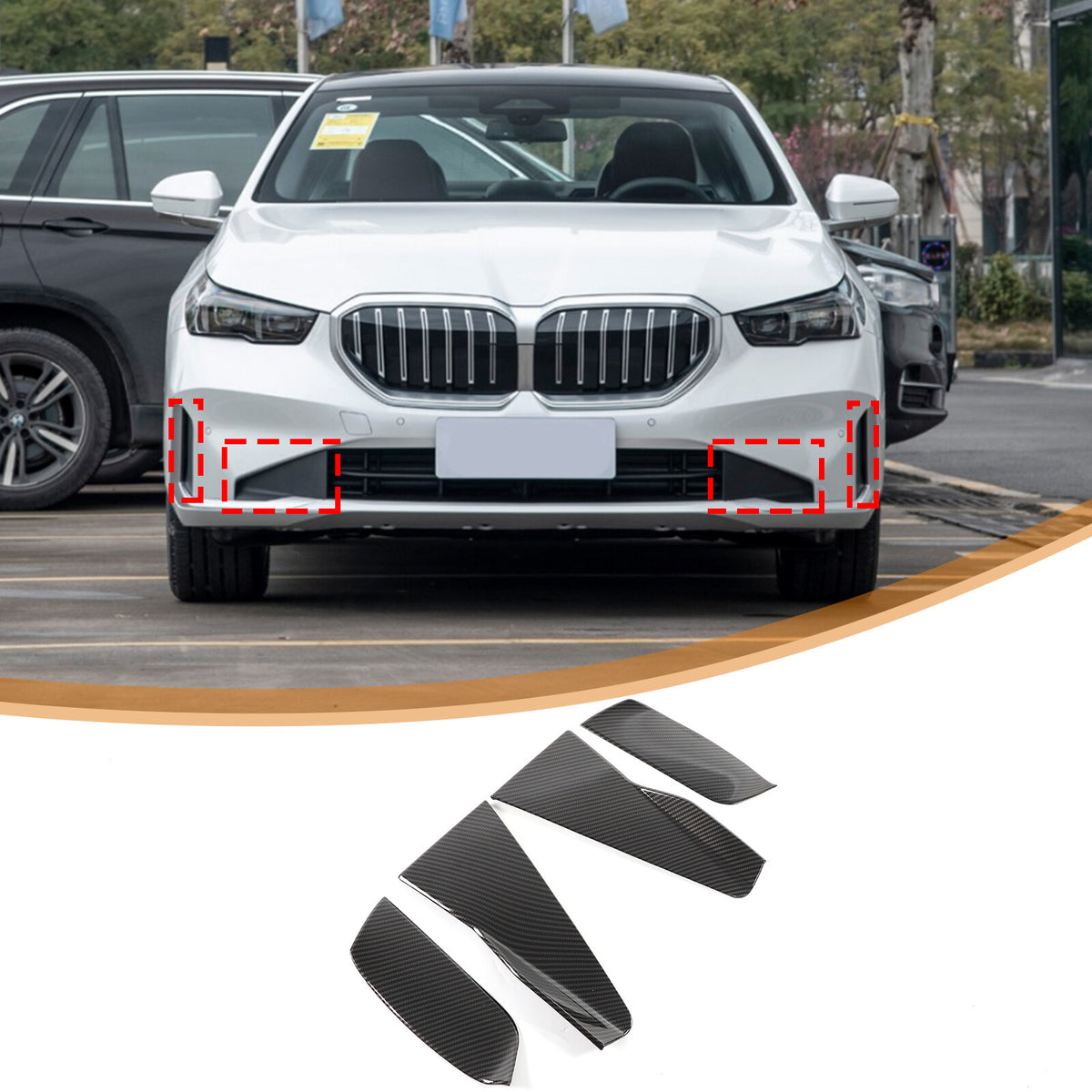 ABS Carbon Fiber Front Side Vent Fender Cover Trim For BMW 5 Series G60 i5 2024+ 1
