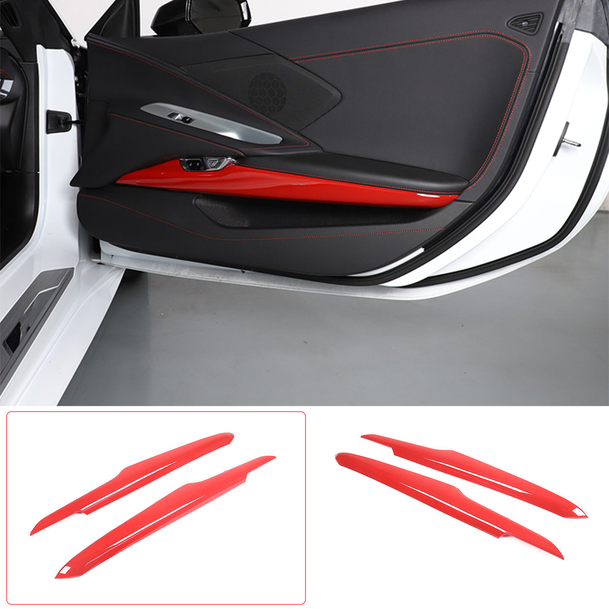 Red Full Interior Set Dash Panel Decor Cover Trim Kit For Corvette C8 2020-25 - Variants 1-5 4
