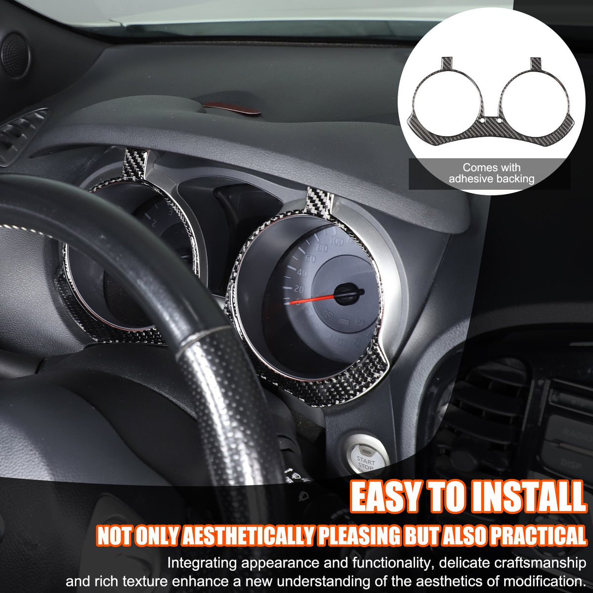 Soft Carbon Fiber Interior Center Console trim Sticker For Nissan Juke 2011-2019 121