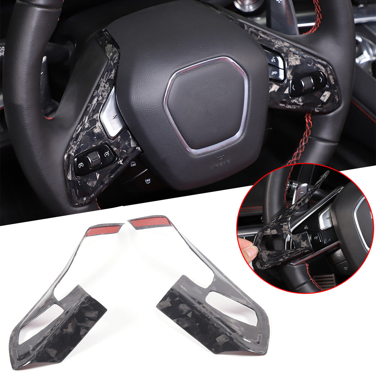 Real Carbon Fiber Steering Wheel Button Trim Cover For Corvette C8 2020-2026 - Variants 1-5 51