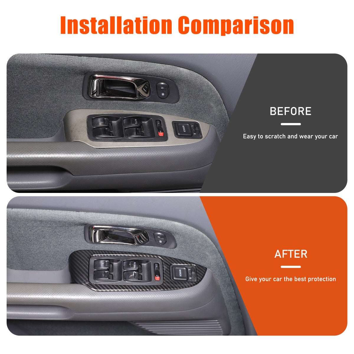 ABS Carbon Fiber Window Lift Switch Button Trim Frame For Honda Pilot 2003-2008 10