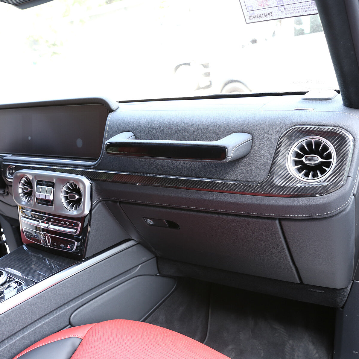 For Benz G500 G550 G63 2019-20 Real Carbon Fiber Dashboard Center Console Cover 12