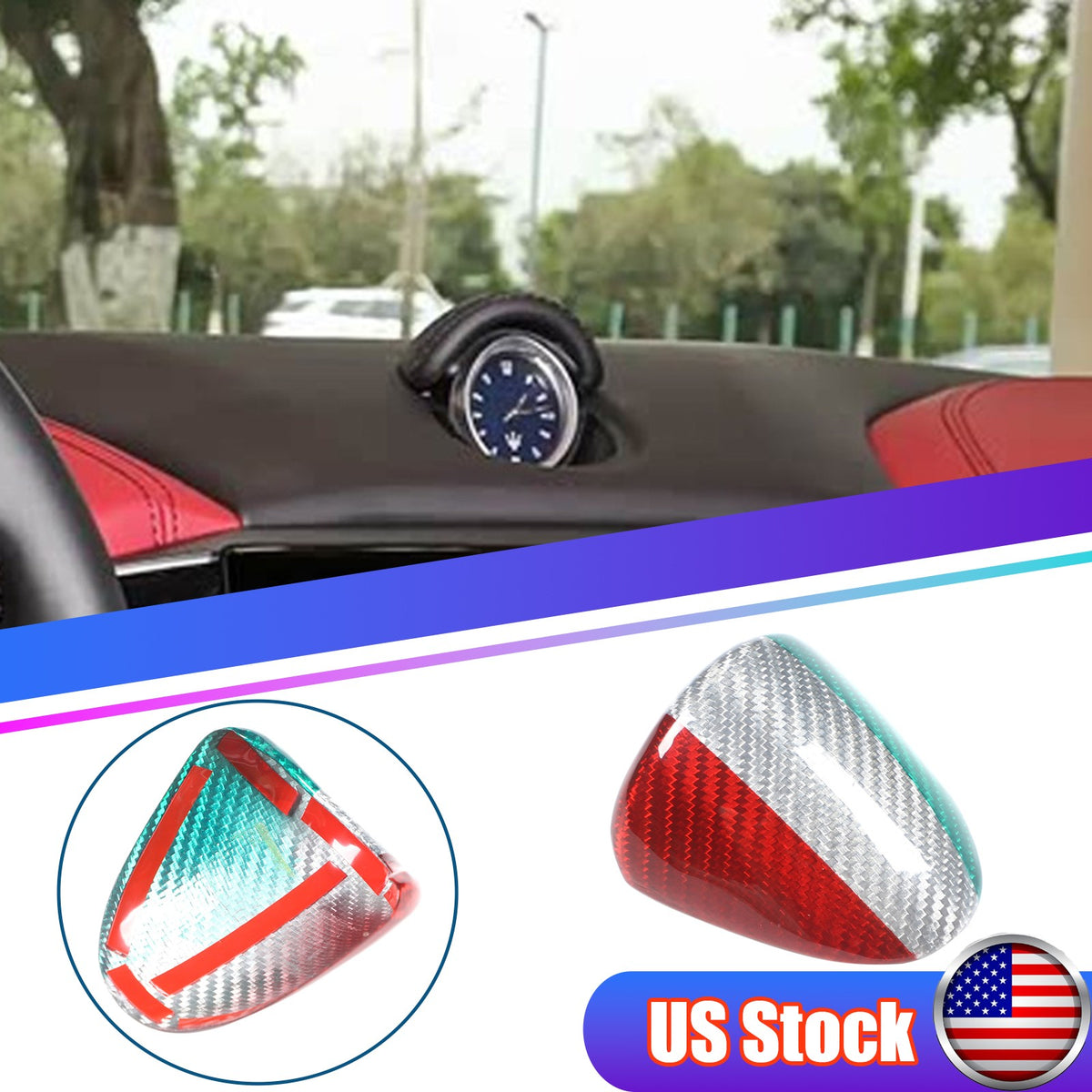Tri-Color Center Console Clock Cover Trim For Maserati Ghibli M157 2014-2022 US 1