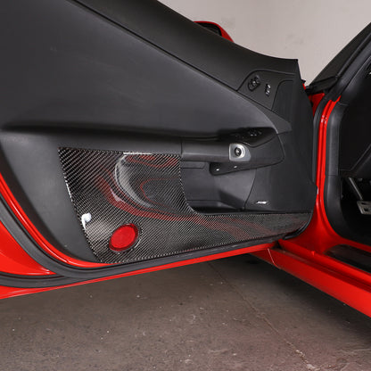 Carbon Fiber Door Upper & Bottom Anti Kick Panel Trim Sticker For Corvette C6 15