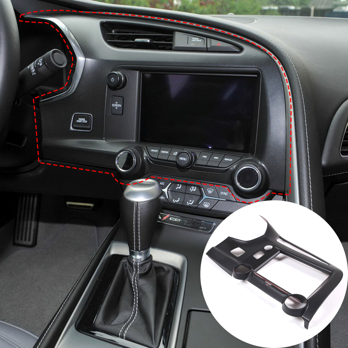Matte Black AC Air Vent GPS Panel Trim Cover For C7 Corvette Z51 Z06 2014 14-19 3