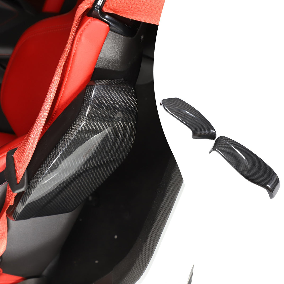 Real Dry Carbon Fiber Seat Side Cover Trim For Corvette C8 2020+ 2