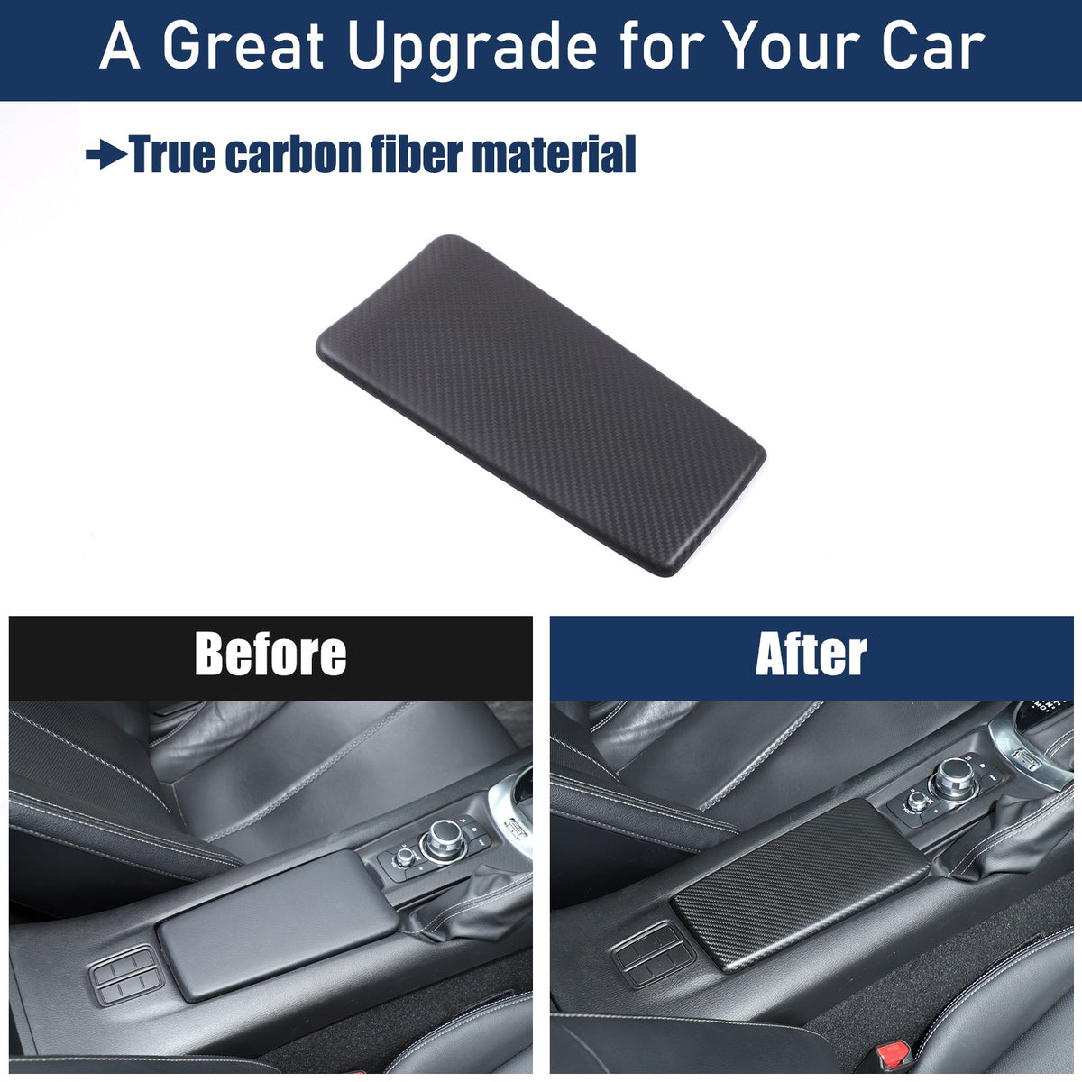 Matte Real Carbon Fiber Center Console Armrest Trim For Mazda MX-5 Miata 2016+ 20