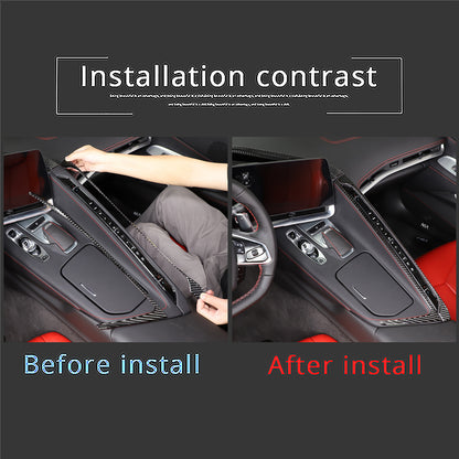 Real Carbon Fiber Center Console Trim Cover Sticker Set For Corvette C8 20-25 US 7