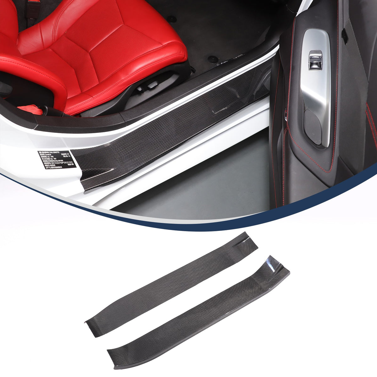 Real Carbon Fiber Full Wrapped Exterior Door Sill Plate Trim For Corvette C8 20+ 3
