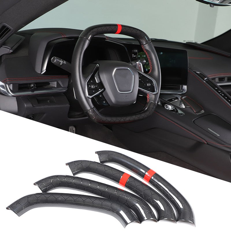 Red Top Honeycomb Carbon Fiber Steering Wheel Trim Cover For Corvette C8 2020+ 22