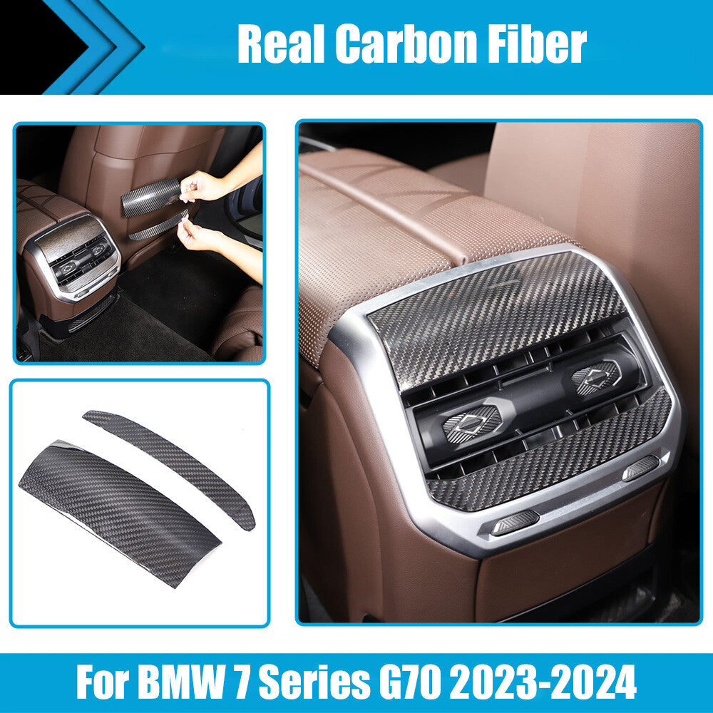 Real Carbon Fiber Rear Air Vent Outlet Cover Trim For BMW 7 Series G70 2023-2024 1