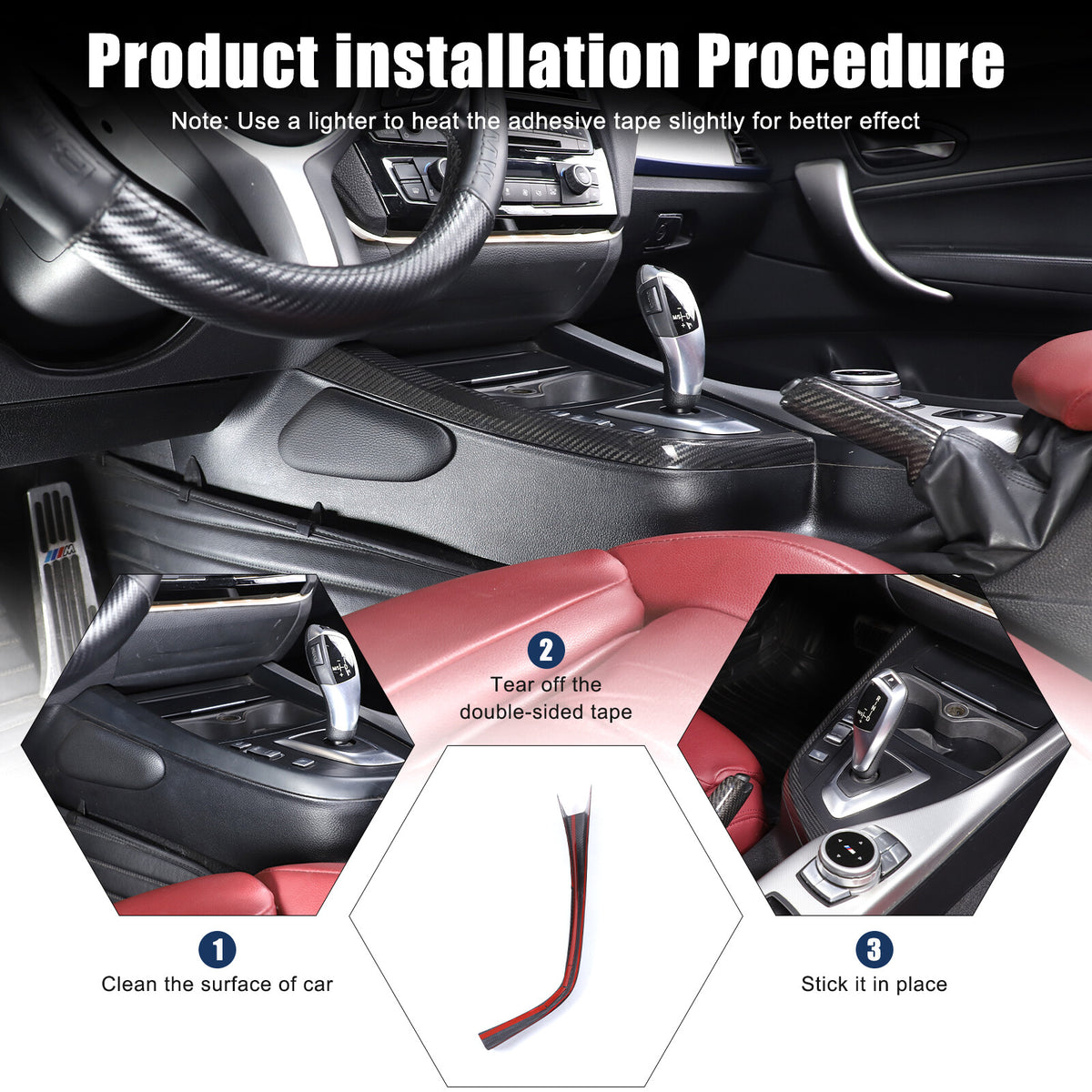 Real Carbon Fiber Gear Shift Side Trim L Strip For BMW 2 Series F22 F23 2014-19 20