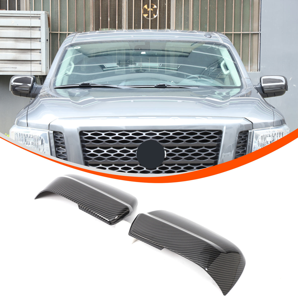 Carbon Fiber ABS Exterior Rearview Mirror Cover Trim For Nissan Titan 2016-2023 2