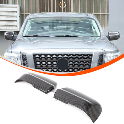 Carbon Fiber ABS Exterior Rearview Mirror Cover Trim For Nissan Titan 2016-2023 2