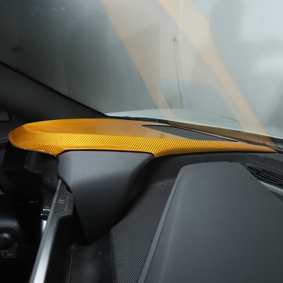 Yellow Carbon Fiber Dash Instrument Cover Trim W/ HUD For Corvette C8 20-25 6