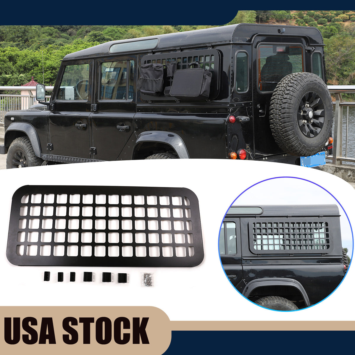Rear Side Window Molle Panel Bracket Guard For Land Rover Defender 2004-2019 US 1