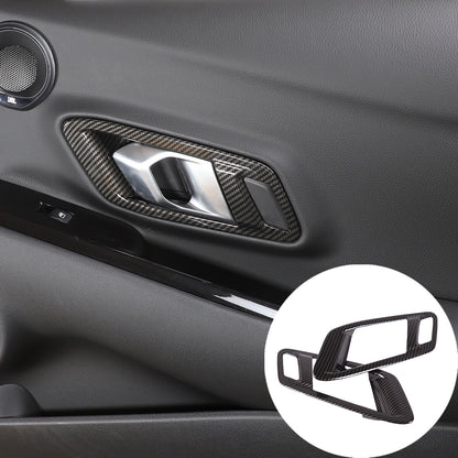 ABS Carbon Fiber Interior Door Handle Cover Trim Frame For Toyota Supra 19-24 1