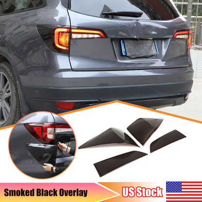 Smoked Blackout Tail Light Lamp Cover Bezel Overlay Trim For Honda Pilot 2016-22 1