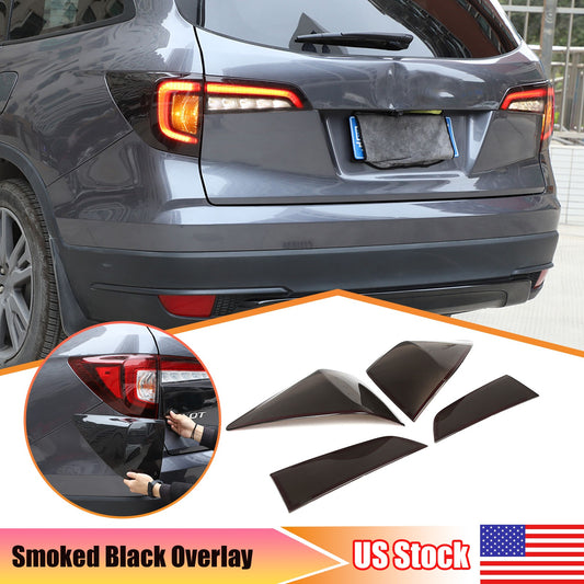 Smoked Blackout Tail Light Lamp Cover Bezel Overlay Trim For Honda Pilot 2016-22 1