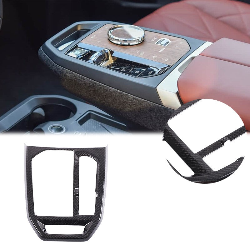Real Carbon Fiber Center Console Gear Shift Frame Trim For BMW iX I20 2022-2024 16