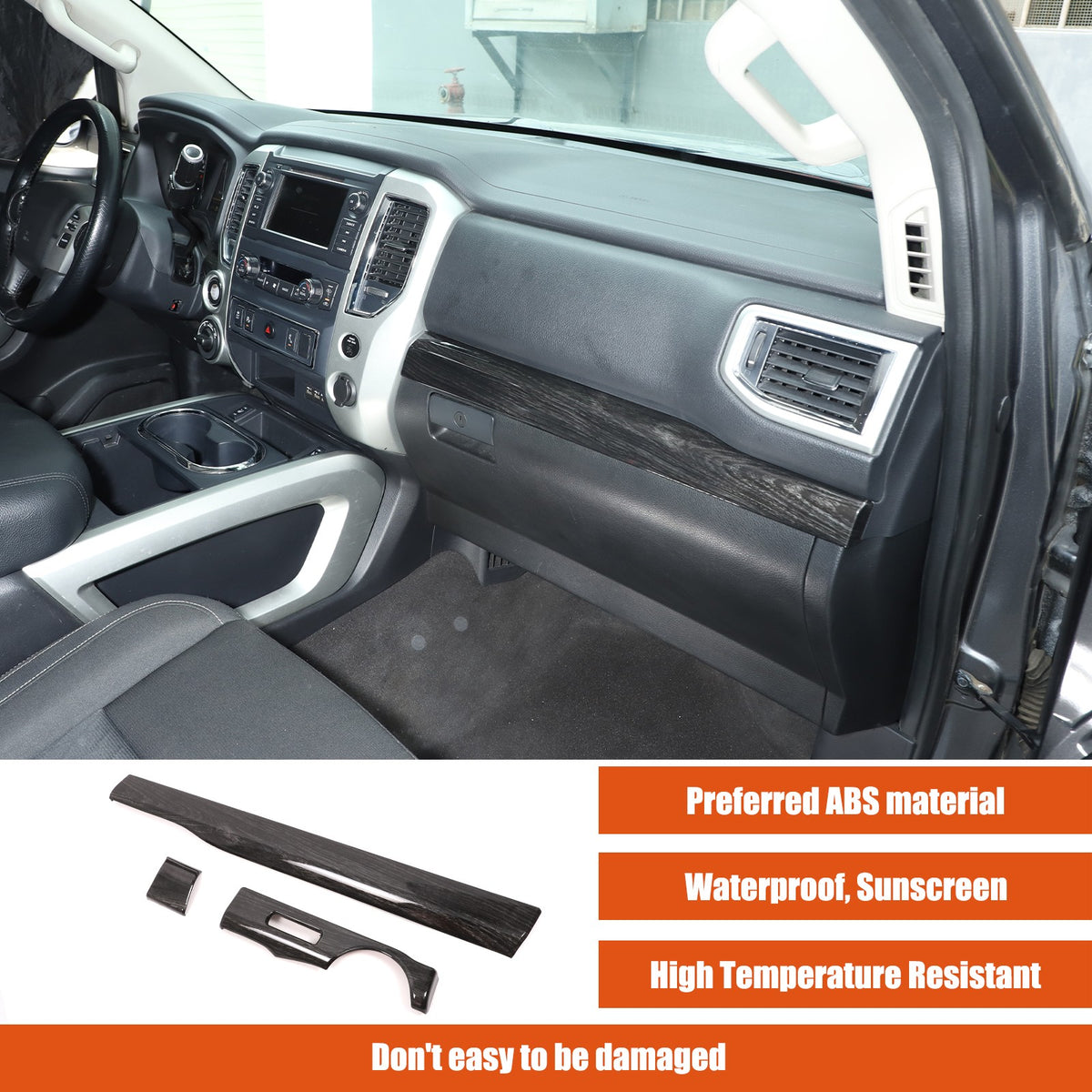 Black Wood Grain ABS Glove Box Upper Trim For Nissan Titan 2016-2023 US 14
